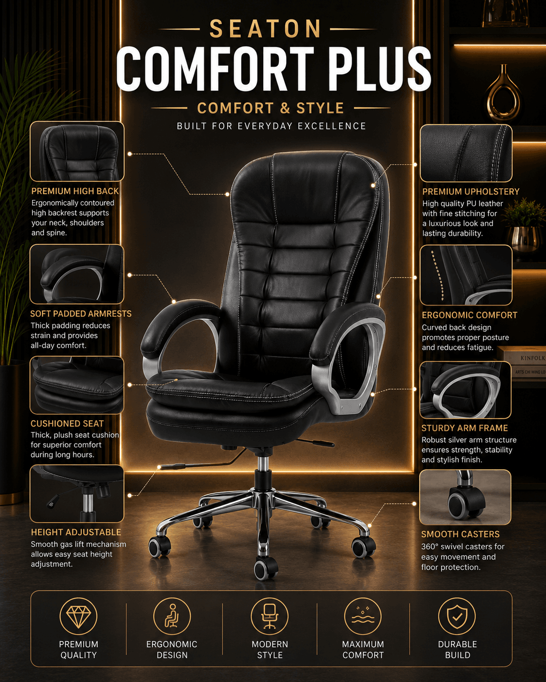 Classic Black Leather Executive Chair 2