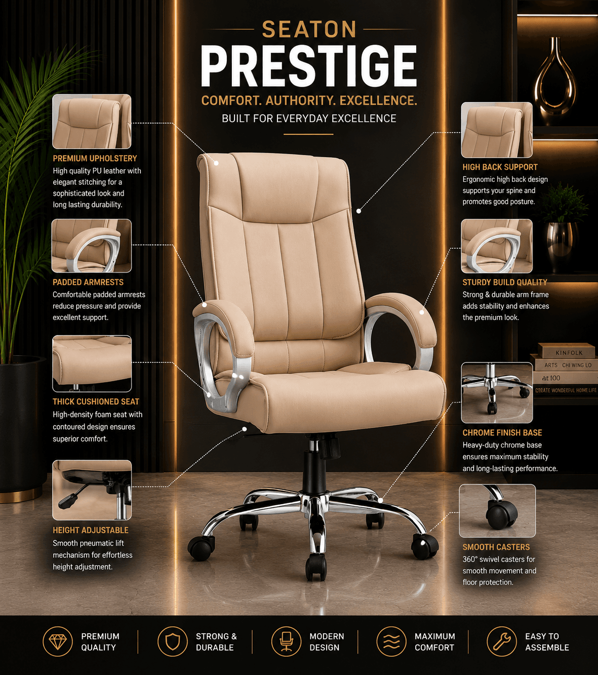 Beige Leather Executive Chair 2