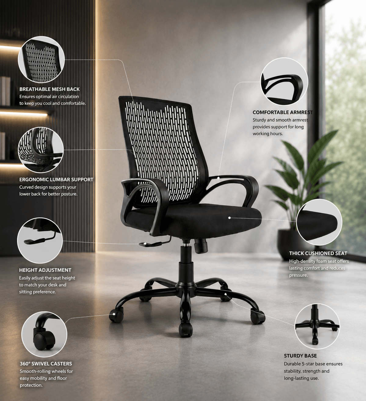 Net Back Ergonomic Office Chair - View 2
