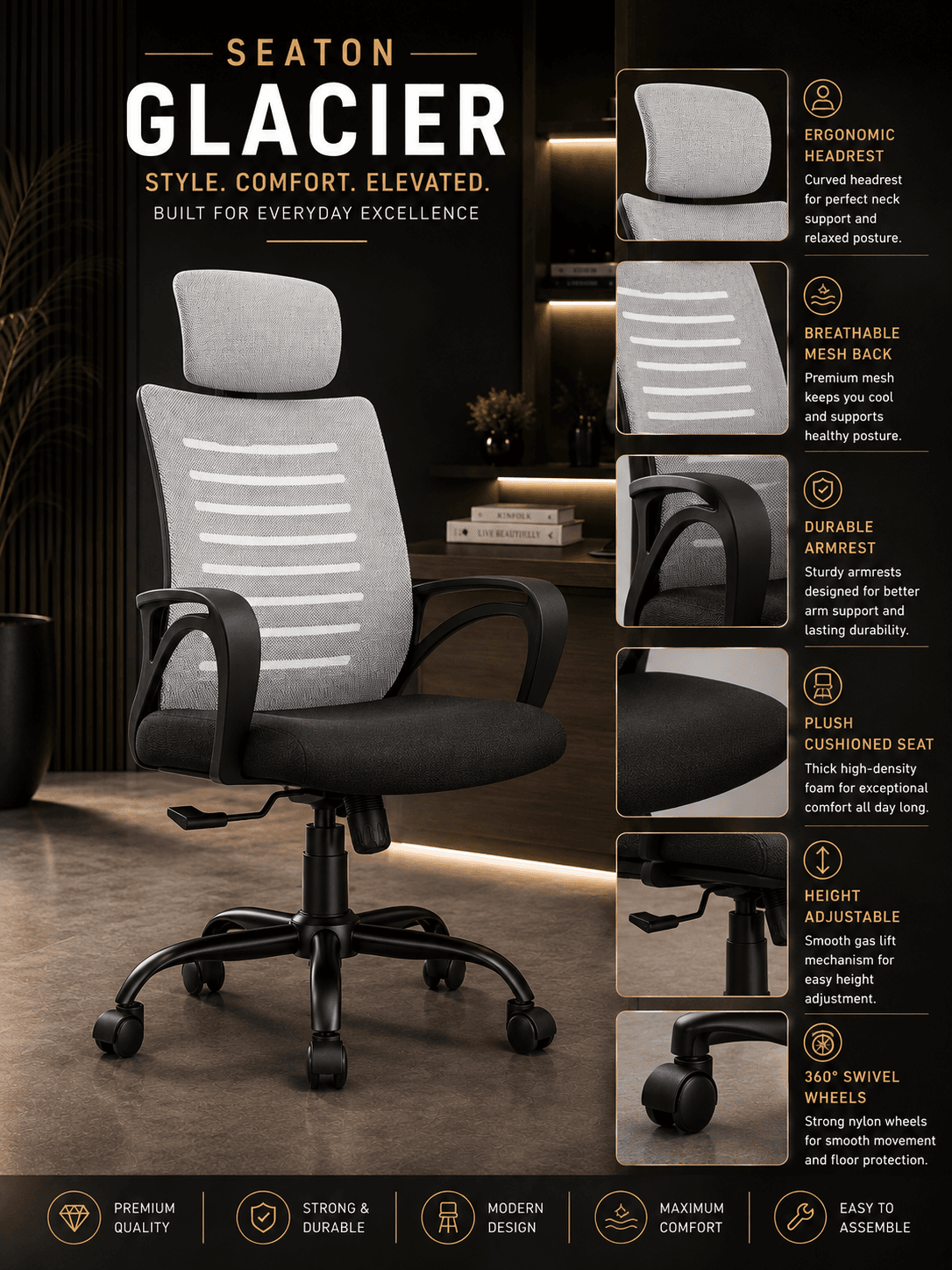Silver Grey Mesh Chair 2