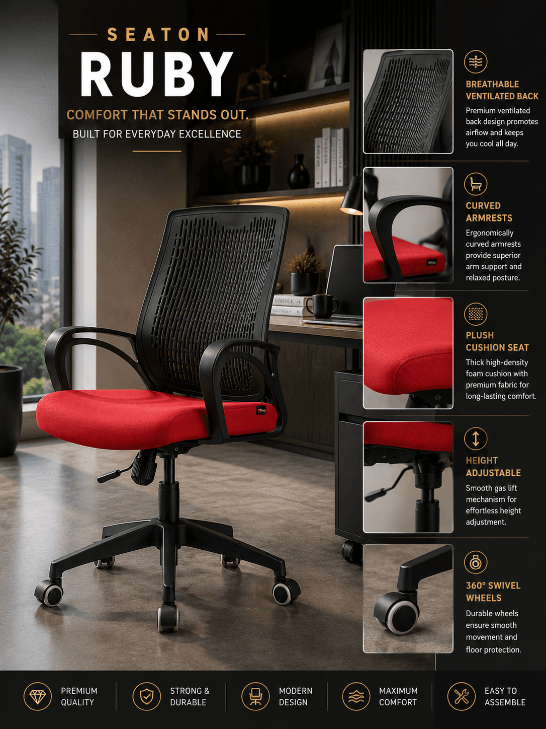 Ruby Red Task Chair 2