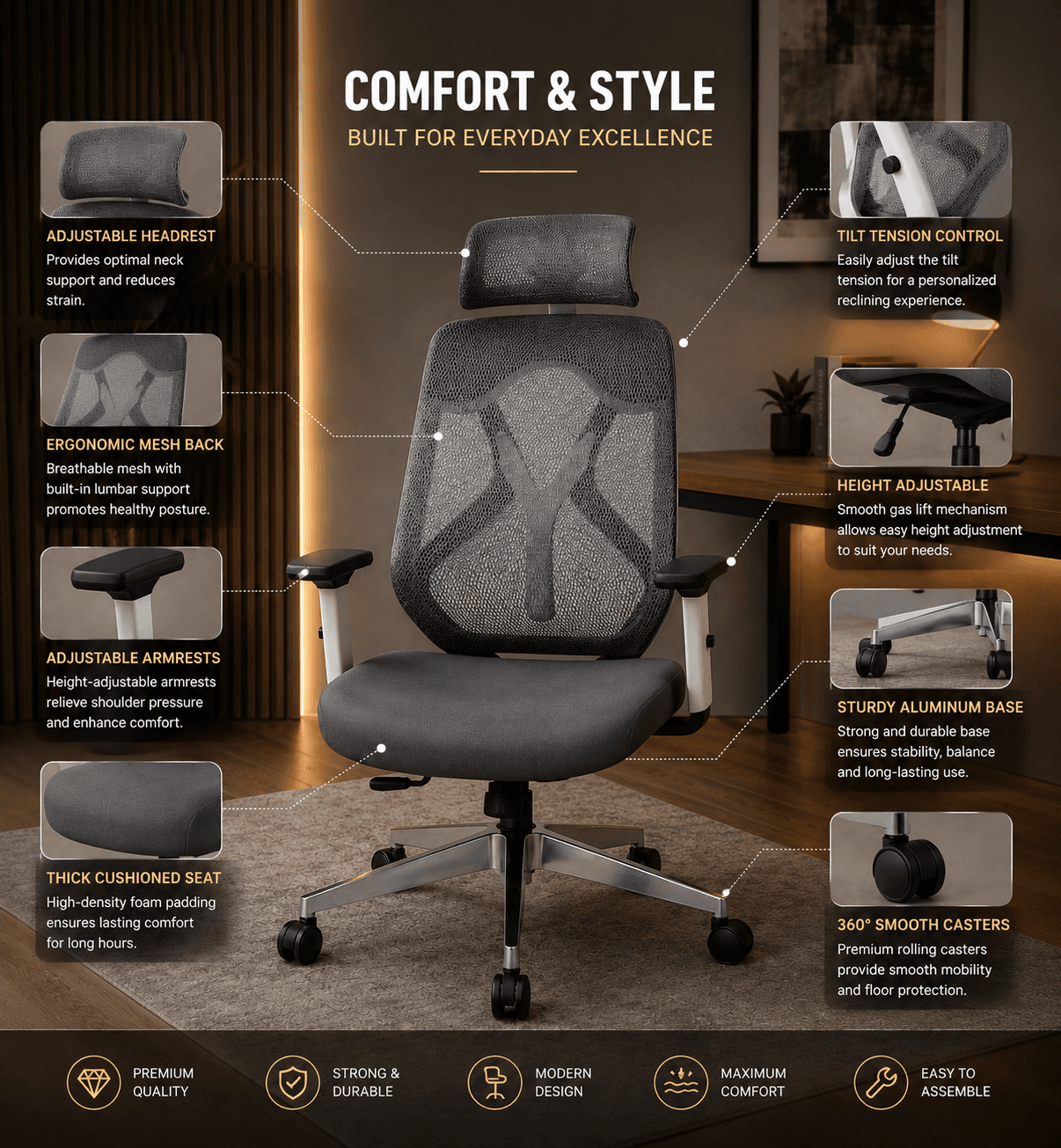 Ergo Mesh Office Chair - View 2